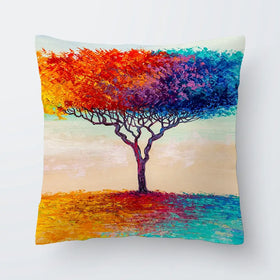 Rainbow Tree Oil Painting Cushion Rainbow Tree Oil Painting Cushion wall art product Art Print Shop