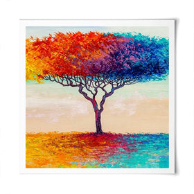 Rainbow Tree Oil Painting Square Art Print Rainbow Tree Oil Painting Square Art Print wall art product Art Print Shop