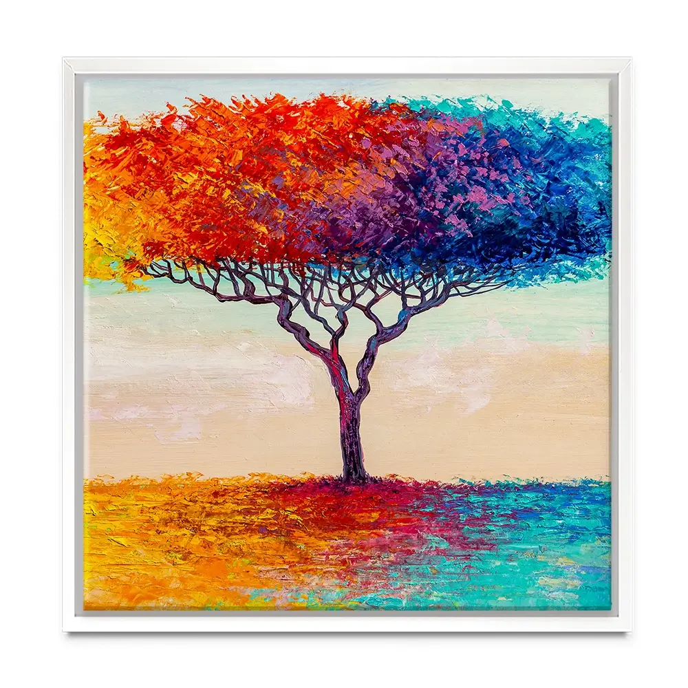Rainbow Tree Oil Painting Square Canvas Print Rainbow Tree Oil Painting Square Canvas Print wall art product Art Print Shop