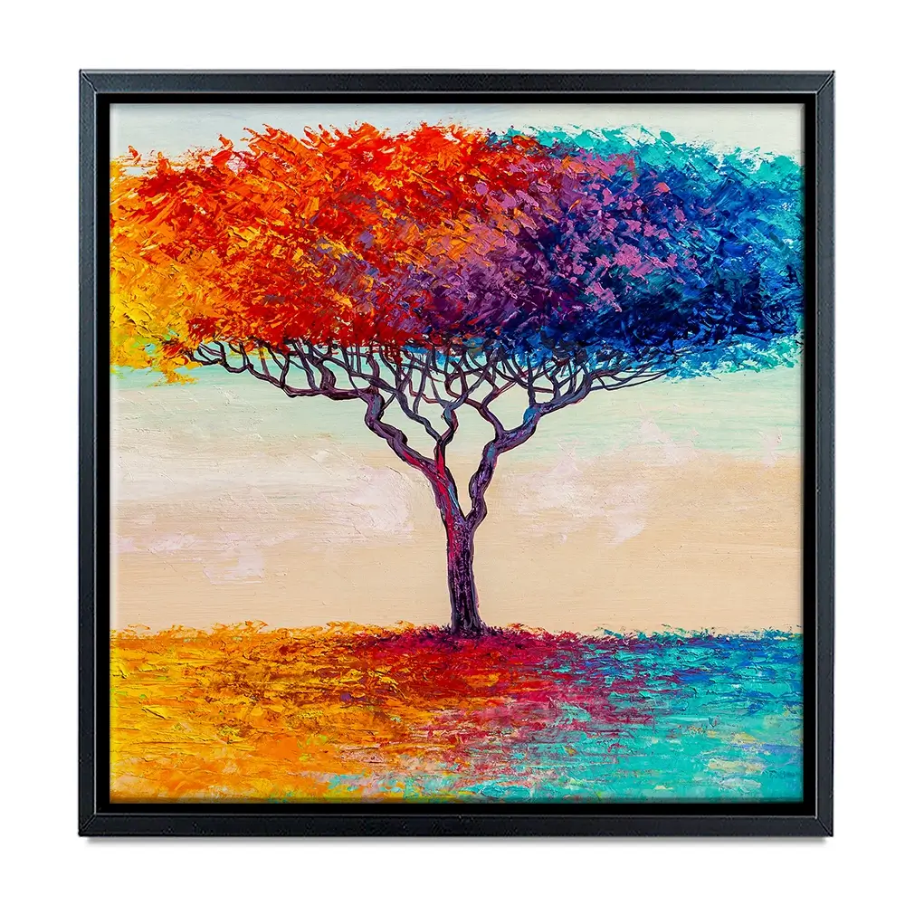 Rainbow Tree Oil Painting Square Canvas Print Rainbow Tree Oil Painting Square Canvas Print wall art product Art Print Shop