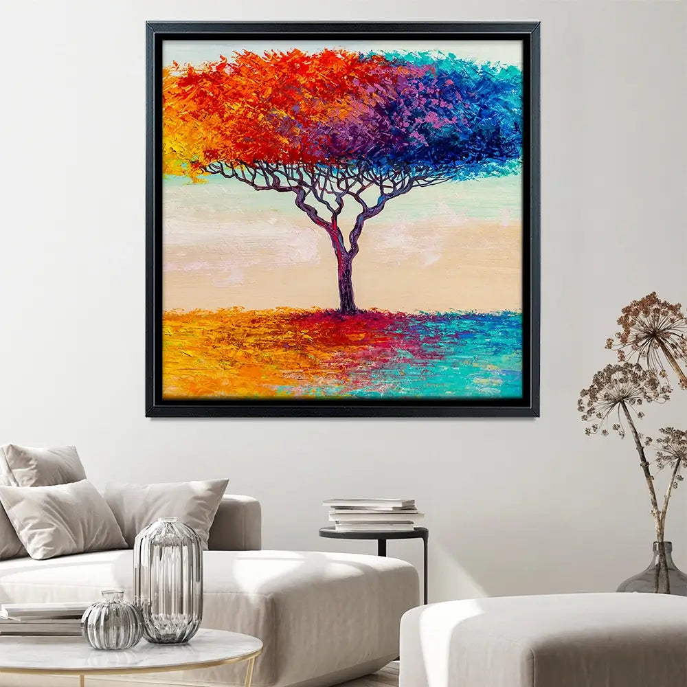 Rainbow Tree Oil Painting Square Canvas Print Rainbow Tree Oil Painting Square Canvas Print wall art product Art Print Shop