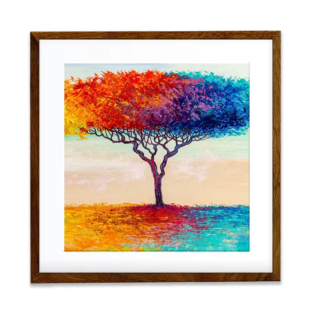 Rainbow Tree Oil Painting Square Framed Art Print Rainbow Tree Oil Painting Square Framed Art Print wall art product Art Print Shop