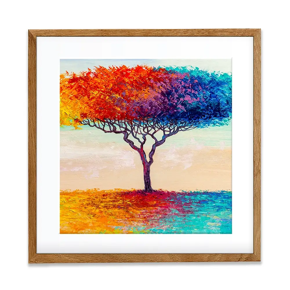 Rainbow Tree Oil Painting Square Framed Art Print Rainbow Tree Oil Painting Square Framed Art Print wall art product Art Print Shop
