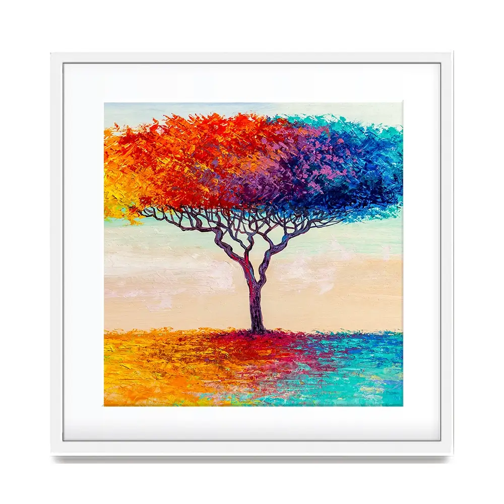 Rainbow Tree Oil Painting Square Framed Art Print Rainbow Tree Oil Painting Square Framed Art Print wall art product Art Print Shop