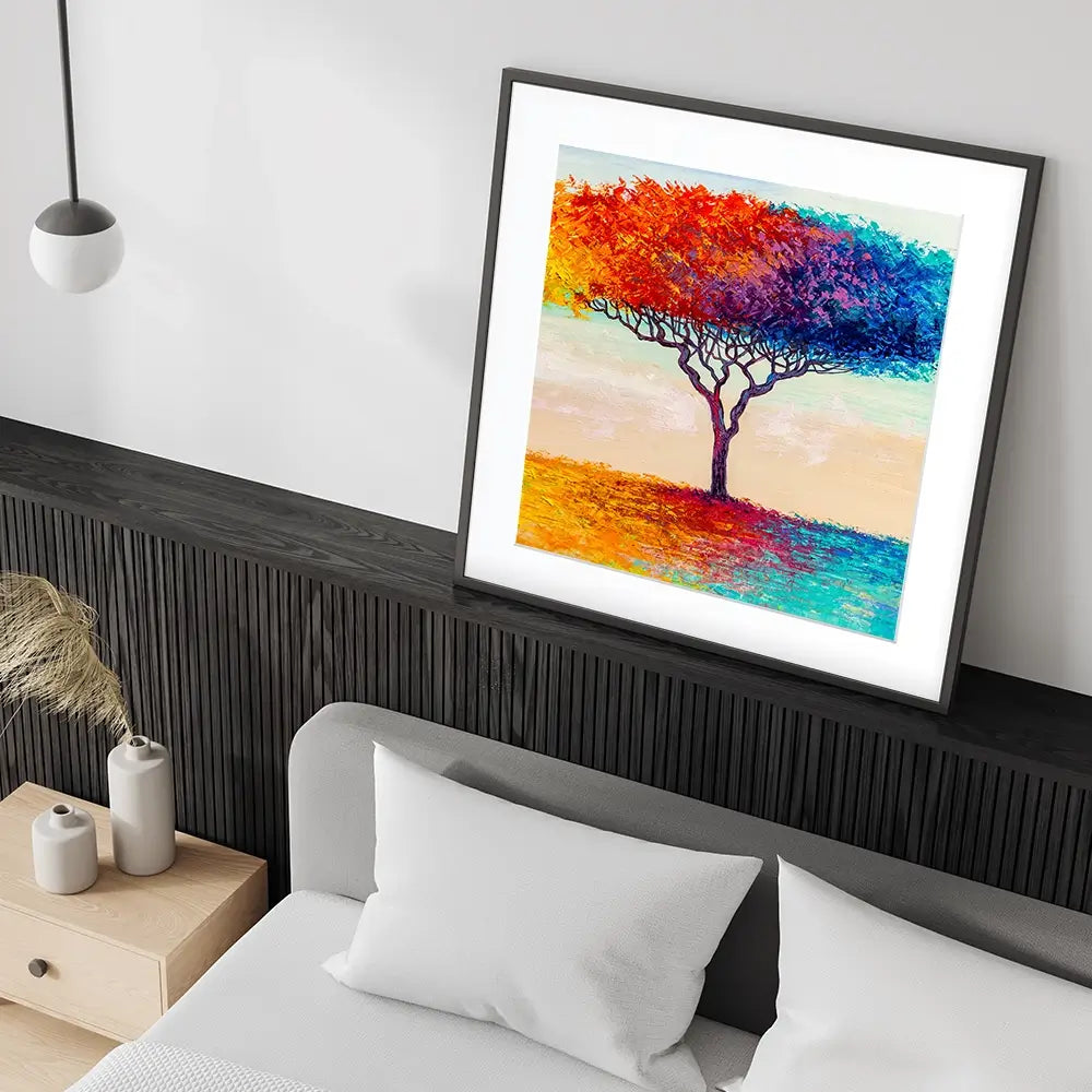 Rainbow Tree Oil Painting Square Framed Art Print Rainbow Tree Oil Painting Square Framed Art Print wall art product Art Print Shop