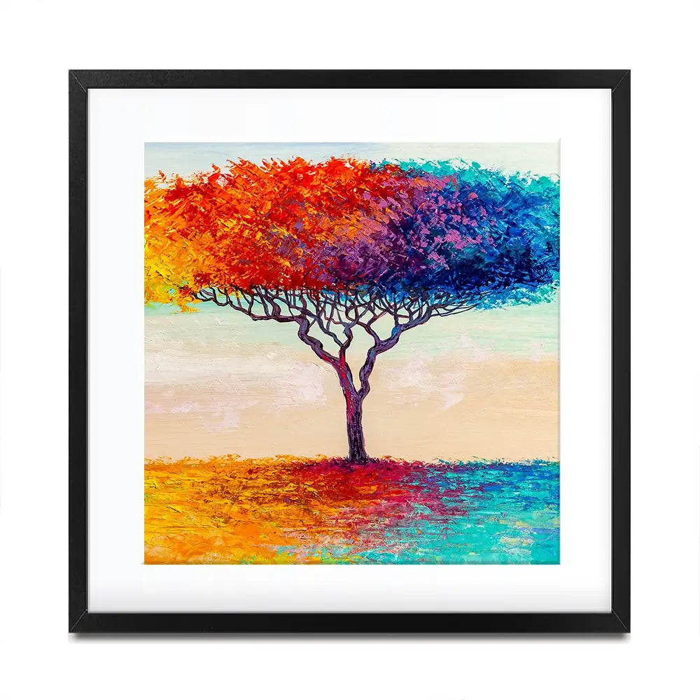 Rainbow Tree Oil Painting Square Framed Art Print Rainbow Tree Oil Painting Square Framed Art Print wall art product Art Print Shop