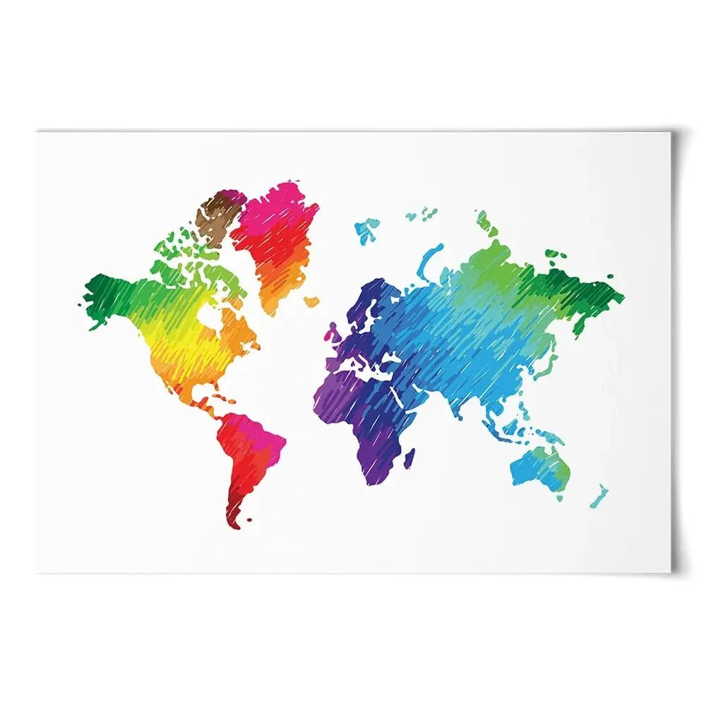 Rainbow World Map Art Print Rainbow World Map Art Print wall art product Ludmila Meshcheriakova / Shutterstock