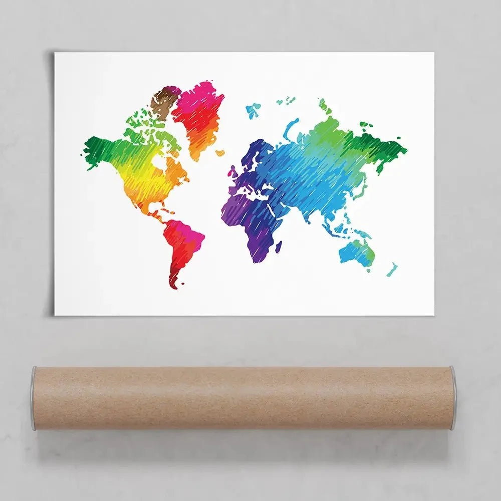 Rainbow World Map Art Print Rainbow World Map Art Print wall art product Ludmila Meshcheriakova / Shutterstock