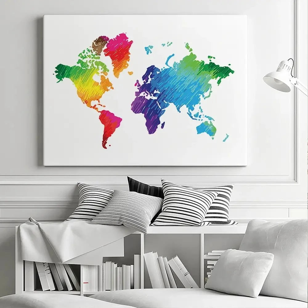 Rainbow World Map Canvas Print Rainbow World Map Canvas Print wall art product Ludmila Meshcheriakova / Shutterstock