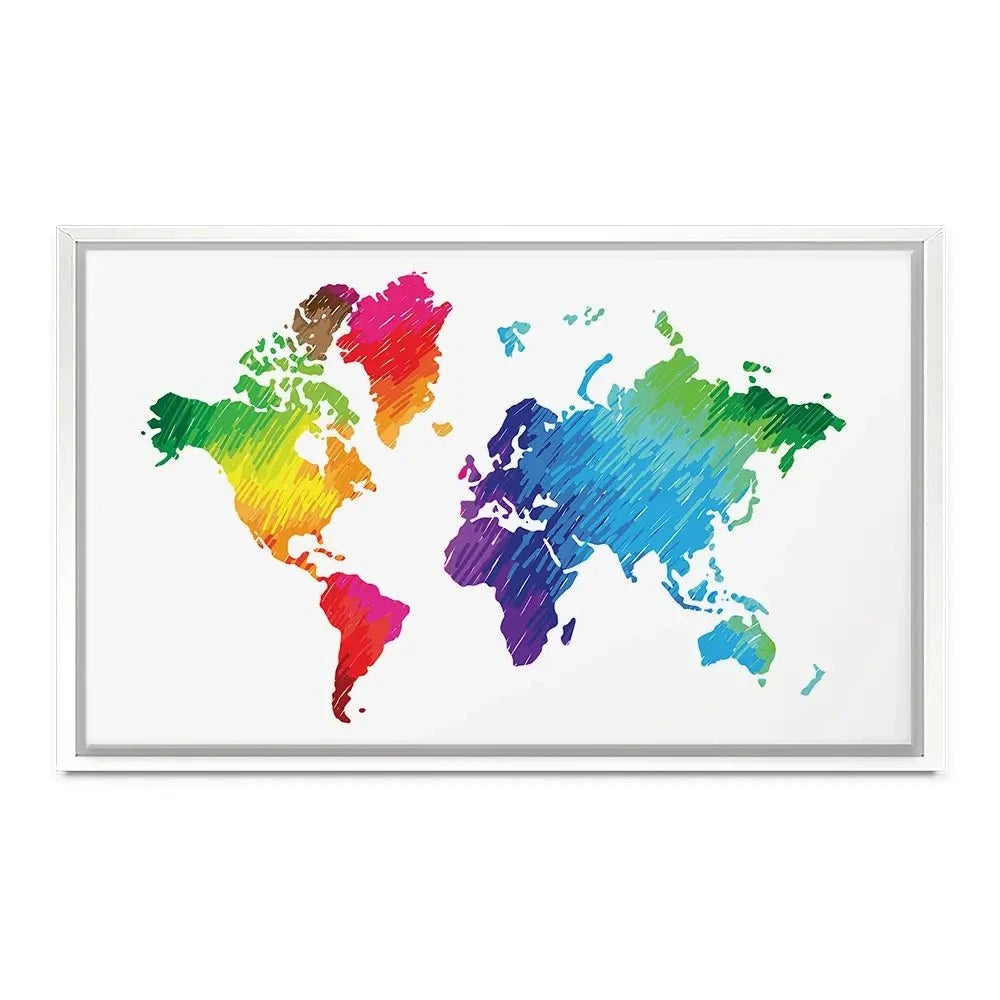 Rainbow World Map Canvas Print Rainbow World Map Canvas Print wall art product Ludmila Meshcheriakova / Shutterstock