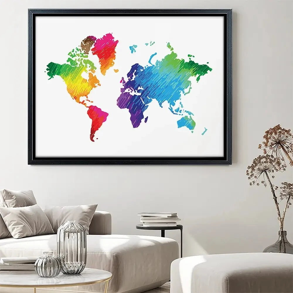 Rainbow World Map Canvas Print Rainbow World Map Canvas Print wall art product Ludmila Meshcheriakova / Shutterstock