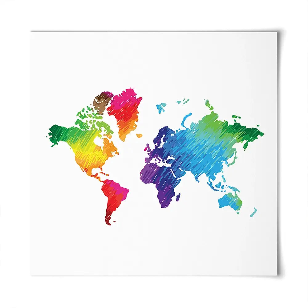 Rainbow World Map Square Art Print Rainbow World Map Square Art Print wall art product Ludmila Meshcheriakova / Shutterstock