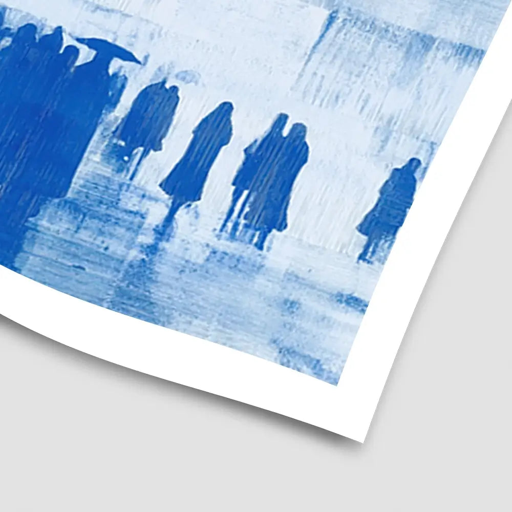 Rainy City Crowd With Umbrellas Art Print Rainy City Crowd With Umbrellas Art Print wall art product Chromatic Storm Studio