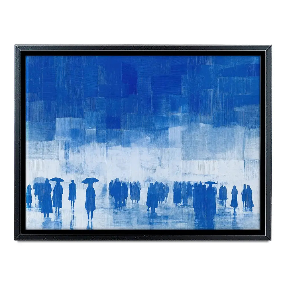 Rainy City Crowd With Umbrellas Canvas Print Rainy City Crowd With Umbrellas Canvas Print wall art product Chromatic Storm Studio