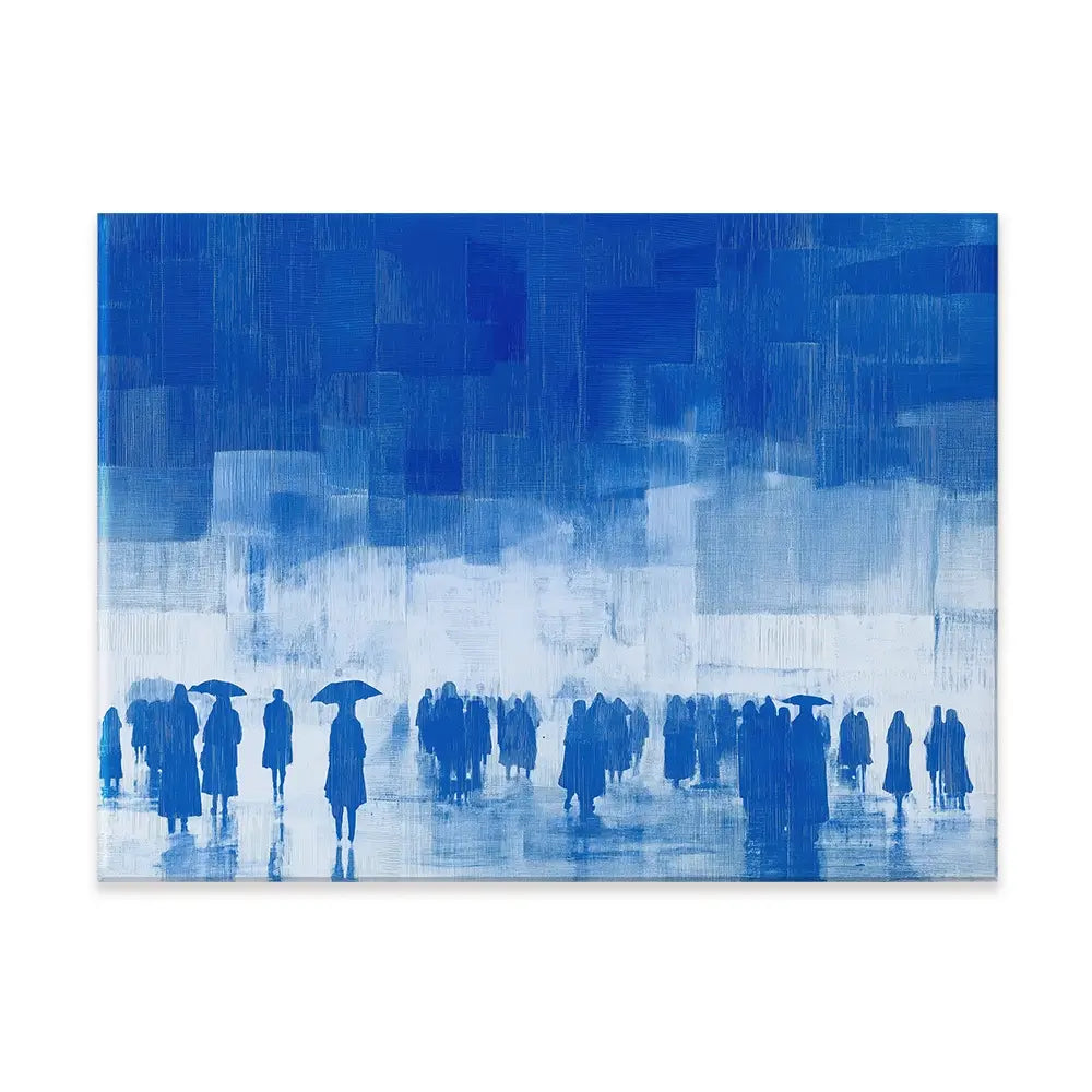 Rainy City Crowd With Umbrellas Canvas Print Rainy City Crowd With Umbrellas Canvas Print wall art product Chromatic Storm Studio