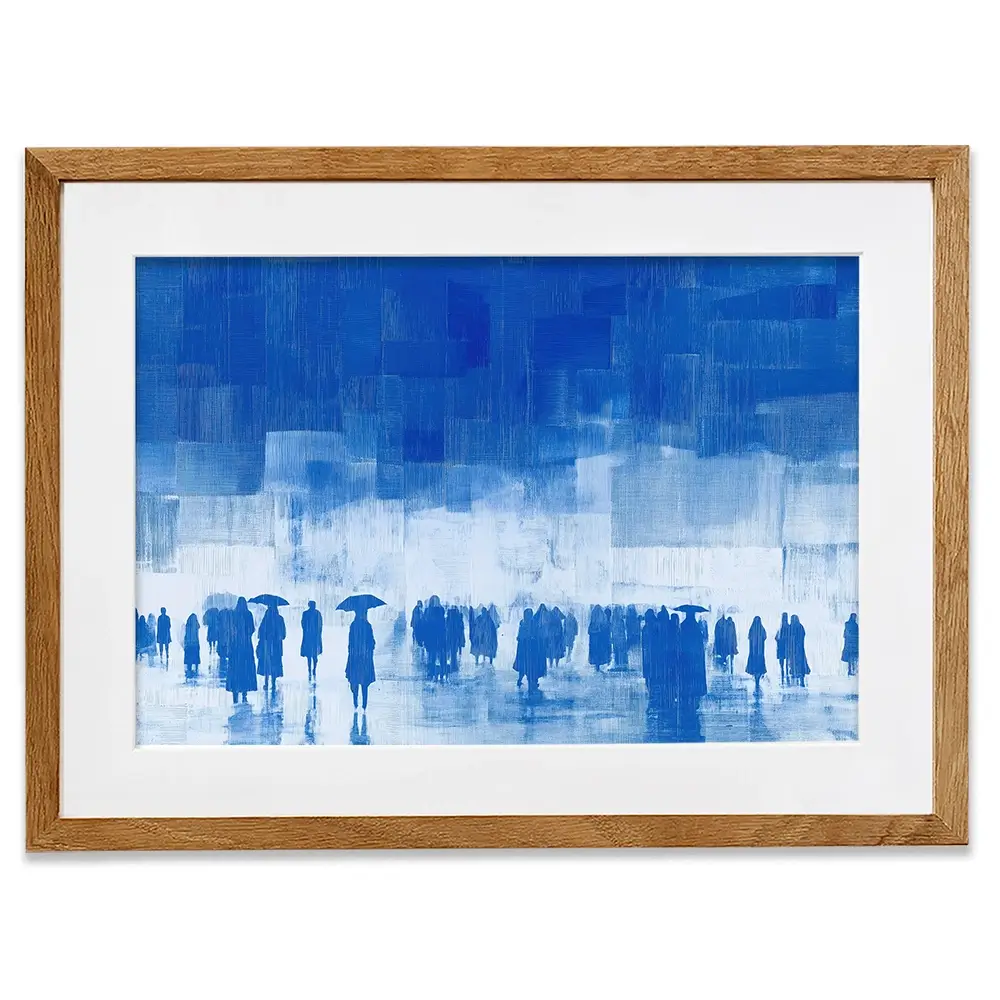 Rainy City Crowd With Umbrellas Framed Art Print Rainy City Crowd With Umbrellas Framed Art Print wall art product Chromatic Storm Studio