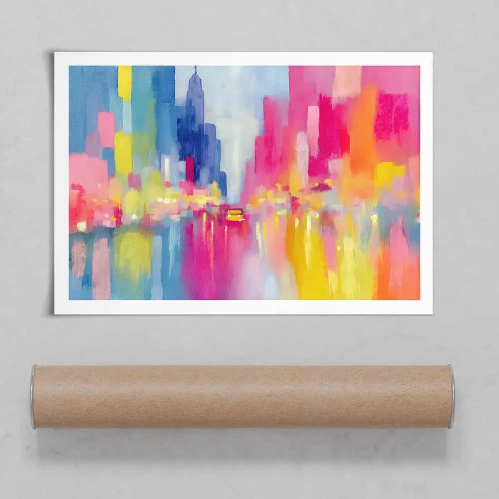 Rainy City Glow Art Print Rainy City Glow Art Print wall art product Chromatic Storm Studio