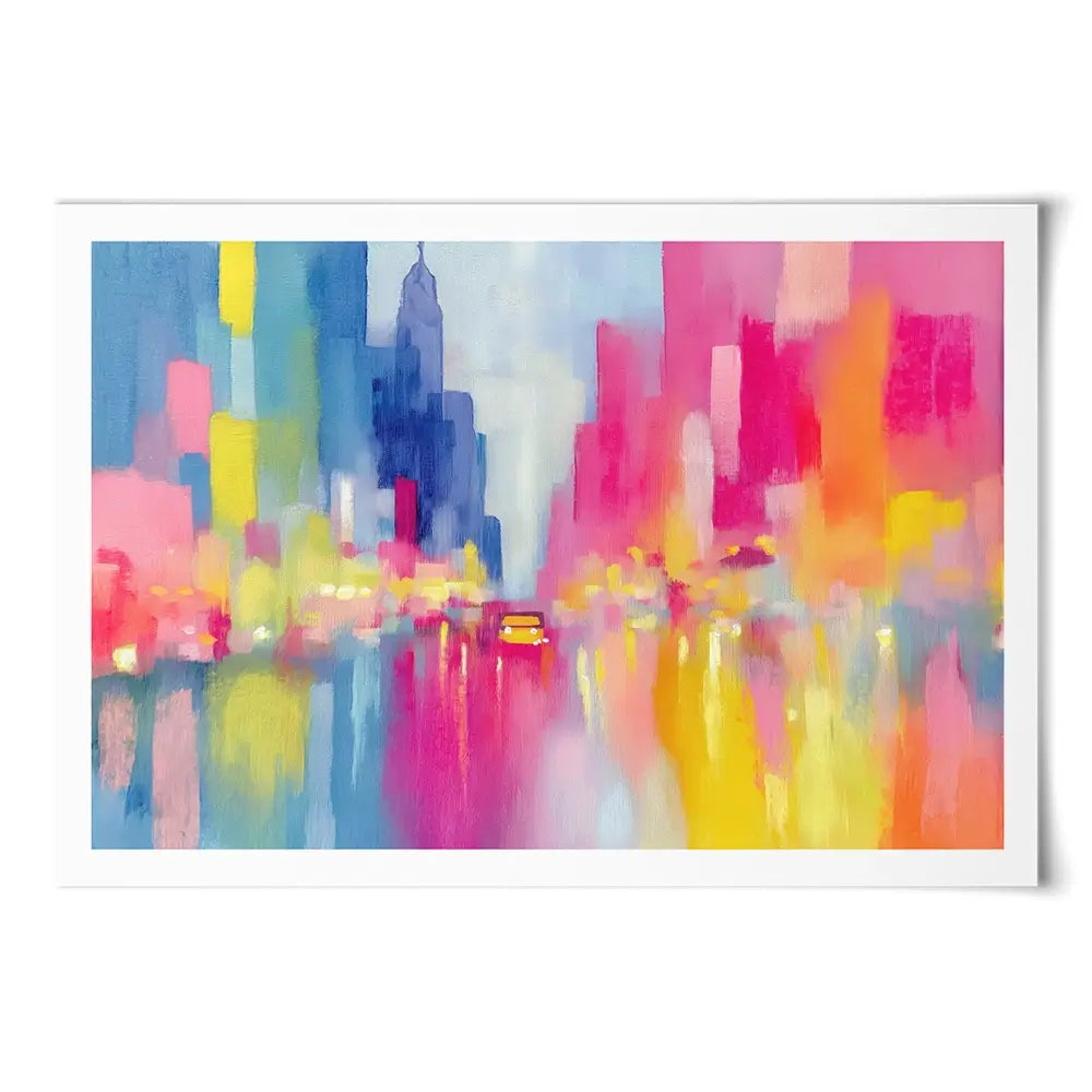 Rainy City Glow Art Print Rainy City Glow Art Print wall art product Chromatic Storm Studio