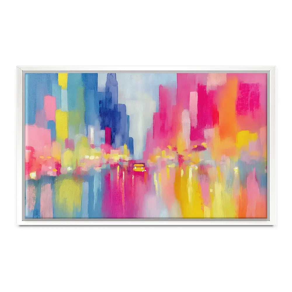 Rainy City Glow Canvas Print Rainy City Glow Canvas Print wall art product Chromatic Storm Studio