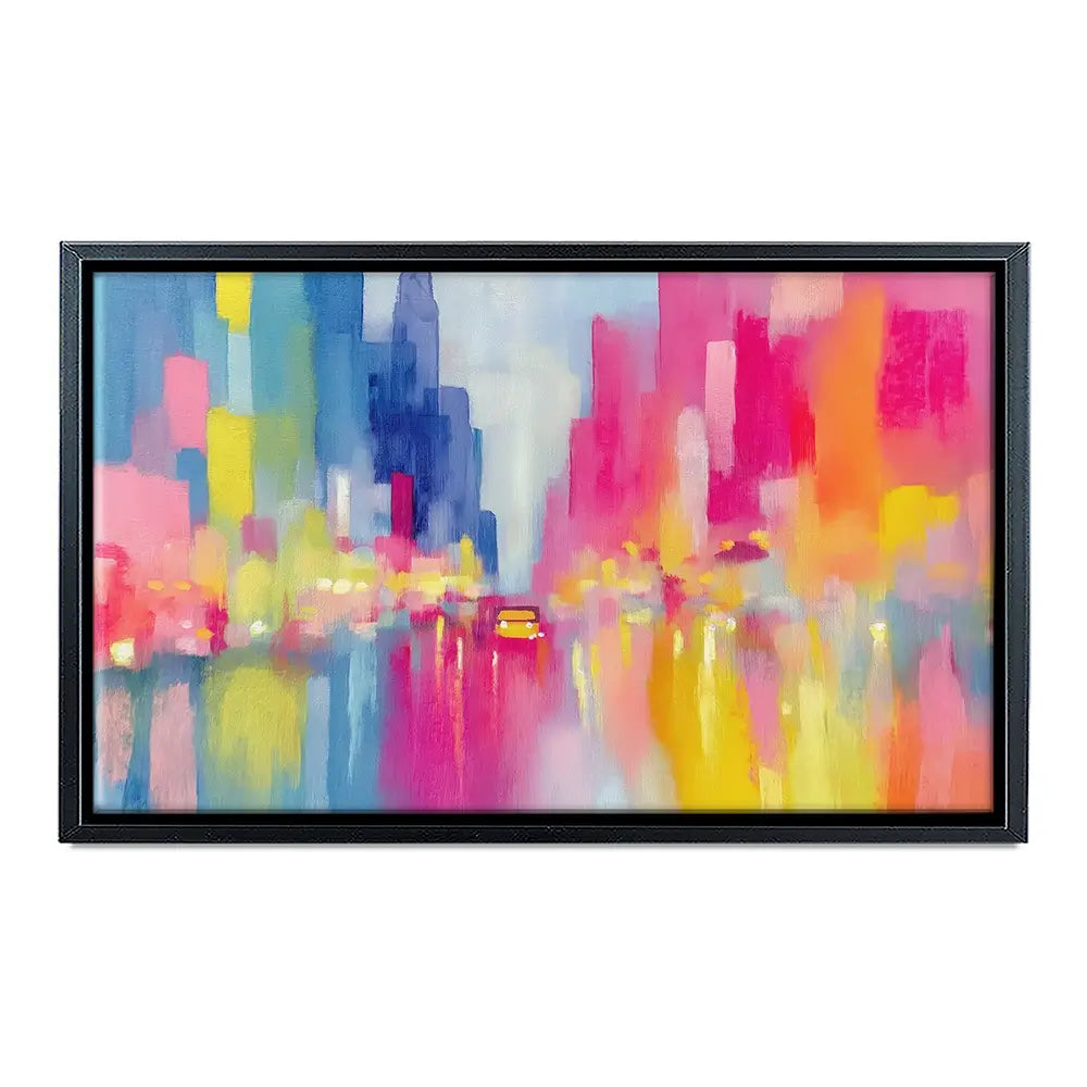 Rainy City Glow Canvas Print Rainy City Glow Canvas Print wall art product Chromatic Storm Studio