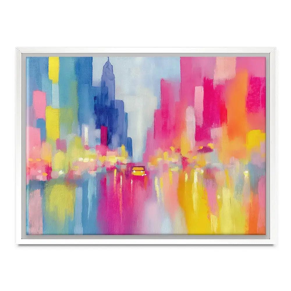 Rainy City Glow Canvas Print Rainy City Glow Canvas Print wall art product Chromatic Storm Studio