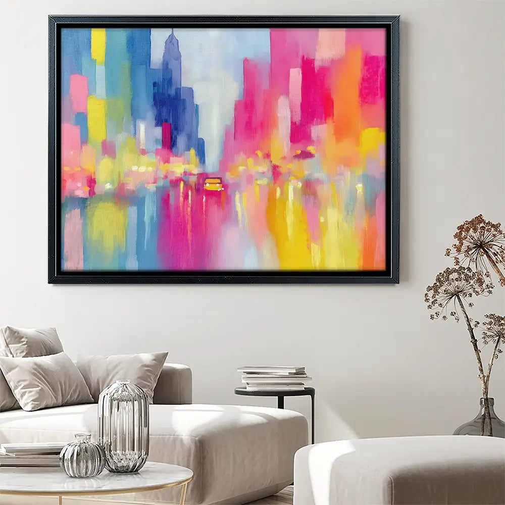 Rainy City Glow Canvas Print Rainy City Glow Canvas Print wall art product Chromatic Storm Studio