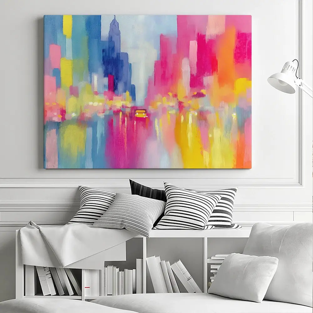 Rainy City Glow Canvas Print Rainy City Glow Canvas Print wall art product Chromatic Storm Studio