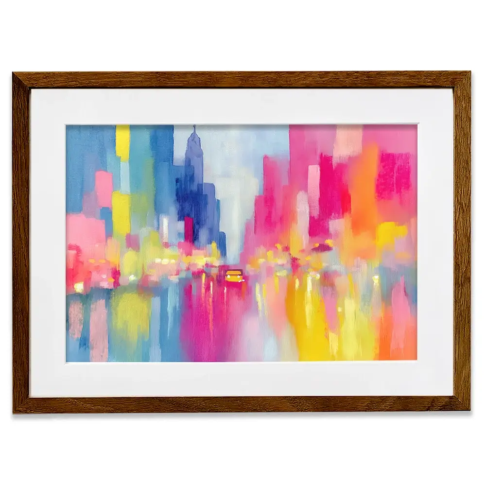 Rainy City Glow Framed Art Print Rainy City Glow Framed Art Print wall art product Chromatic Storm Studio