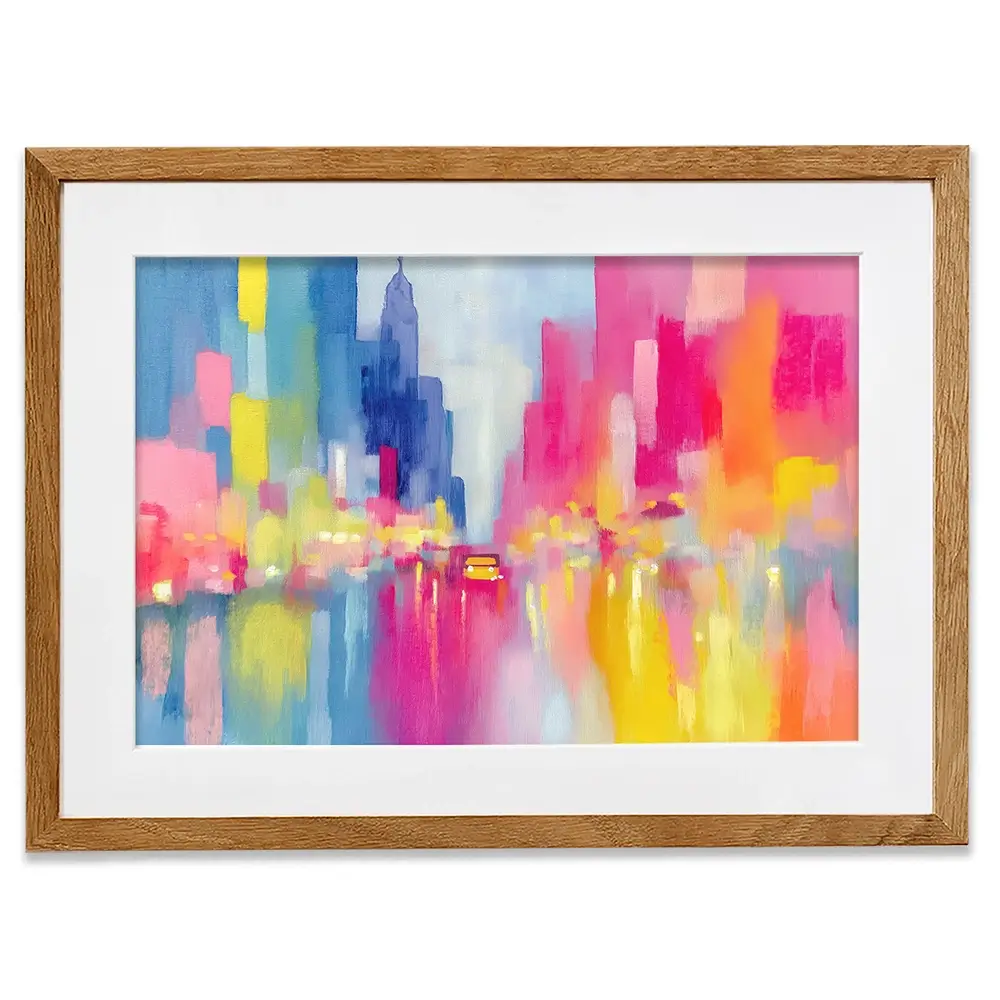 Rainy City Glow Framed Art Print Rainy City Glow Framed Art Print wall art product Chromatic Storm Studio
