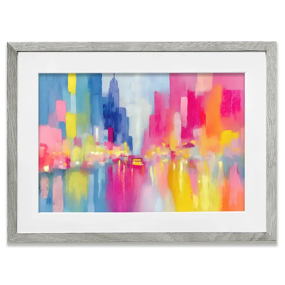 Rainy City Glow Framed Art Print Rainy City Glow Framed Art Print wall art product Chromatic Storm Studio
