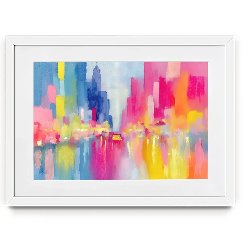 Rainy City Glow Framed Art Print Rainy City Glow Framed Art Print wall art product Chromatic Storm Studio