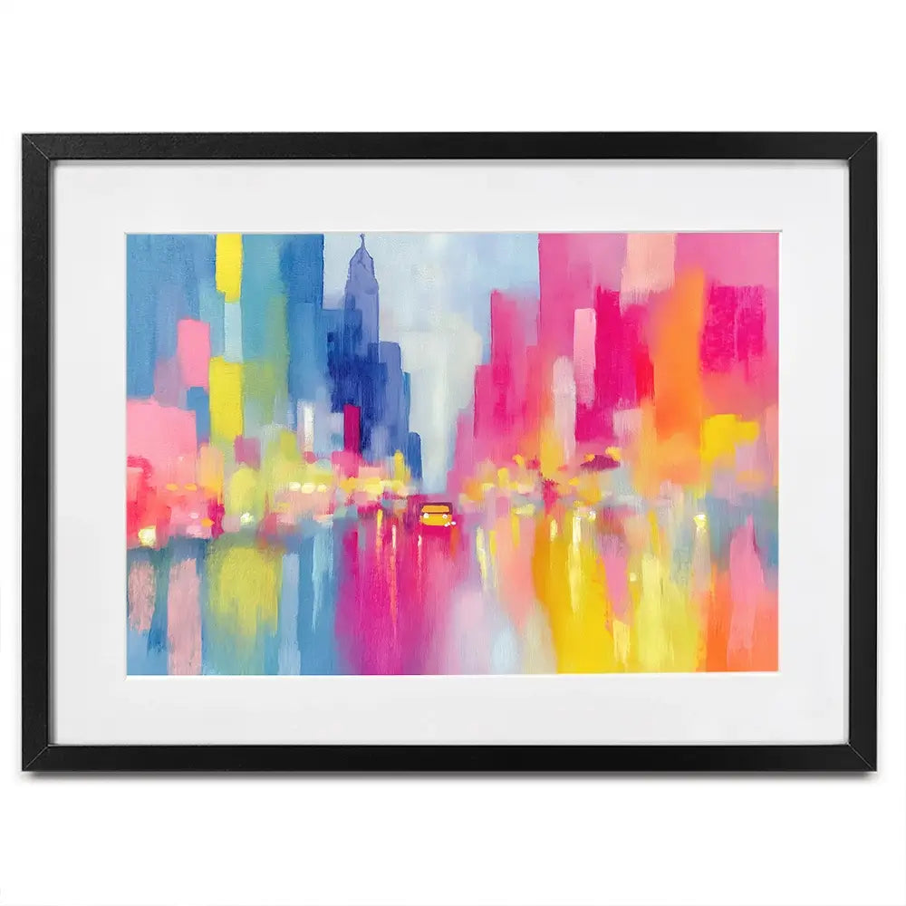 Rainy City Glow Framed Art Print Rainy City Glow Framed Art Print wall art product Chromatic Storm Studio