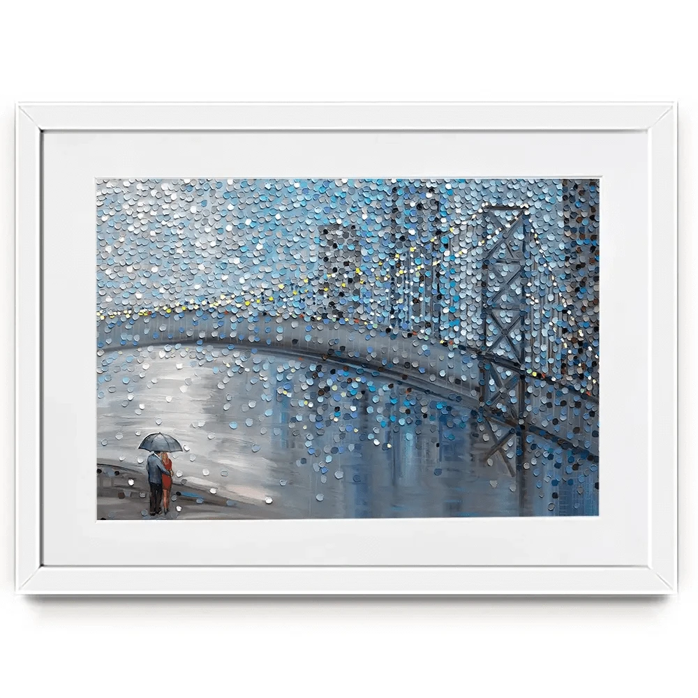 Rainy Date With The Bridge View Framed Art Print Rainy Date With The Bridge View Framed Art Print wall art product Ekaterina Ermilkina