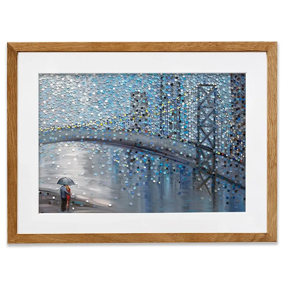 Rainy Date With The Bridge View Framed Art Print Rainy Date With The Bridge View Framed Art Print wall art product Ekaterina Ermilkina