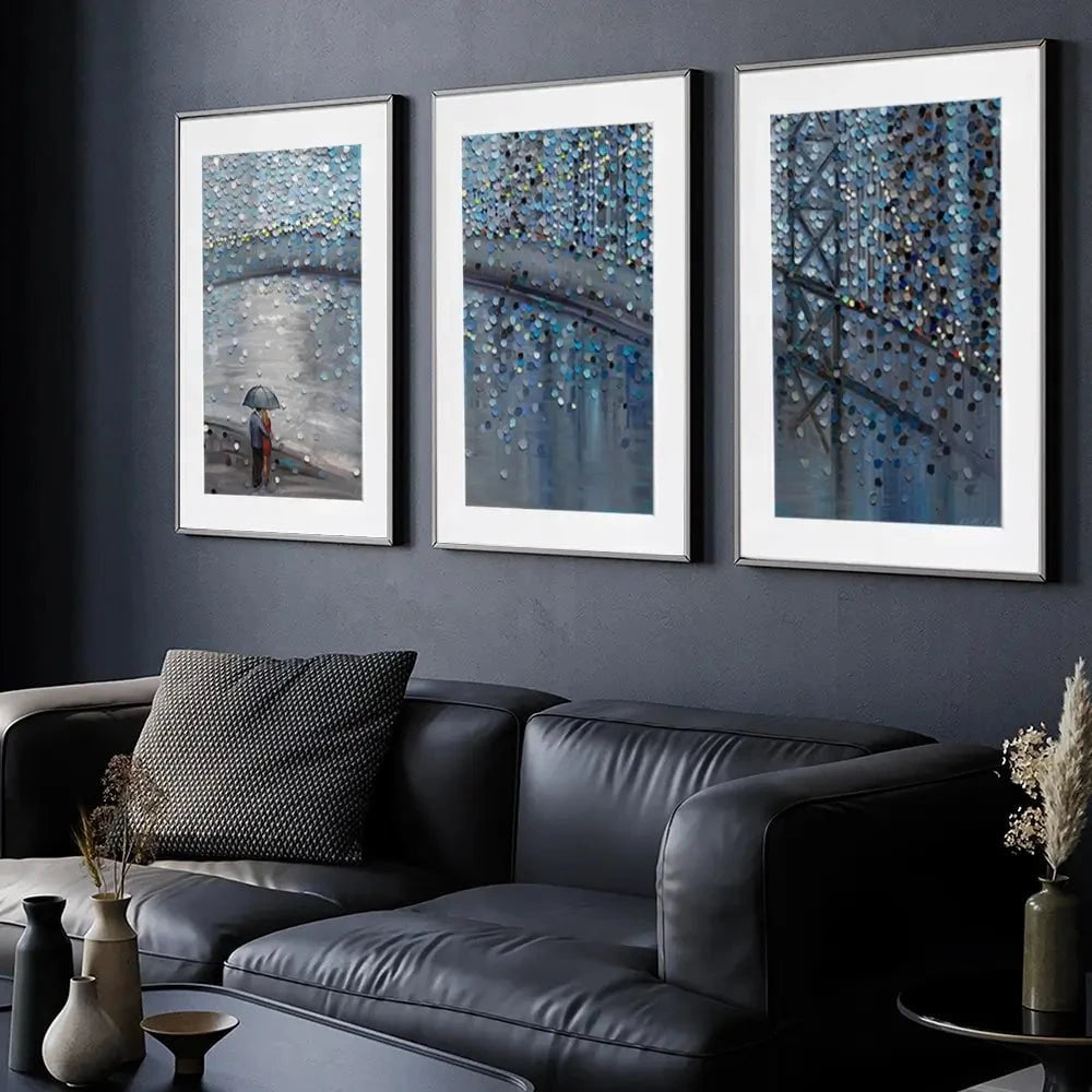 Rainy Date With The Bridge View Framed Art Print Trio Rainy Date With The Bridge View Framed Art Print Trio wall art product Ekaterina Ermilkina