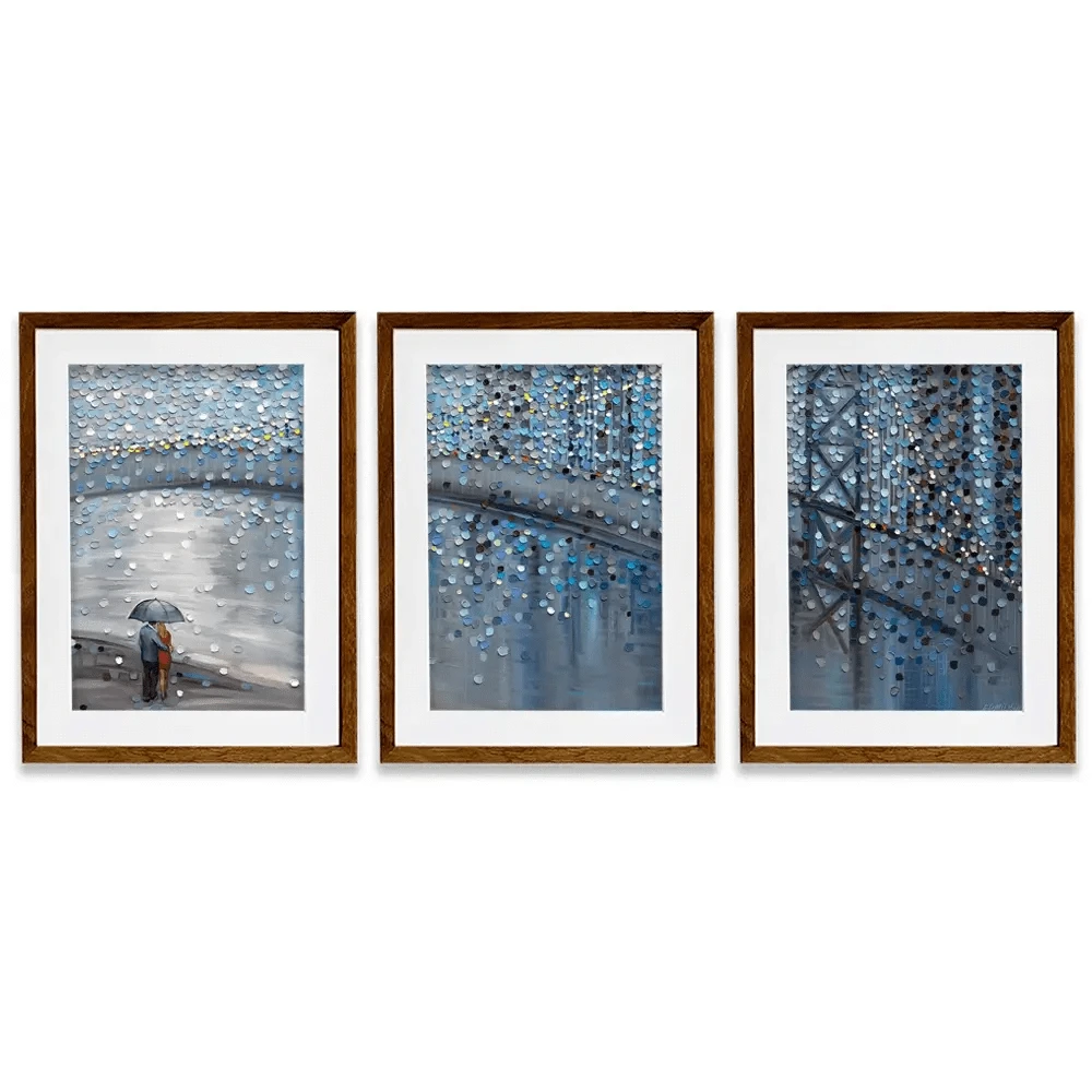 Rainy Date With The Bridge View Framed Art Print Trio Rainy Date With The Bridge View Framed Art Print Trio wall art product Ekaterina Ermilkina