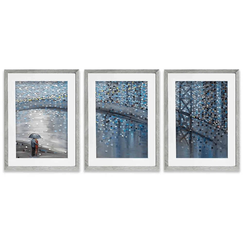 Rainy Date With The Bridge View Framed Art Print Trio Rainy Date With The Bridge View Framed Art Print Trio wall art product Ekaterina Ermilkina