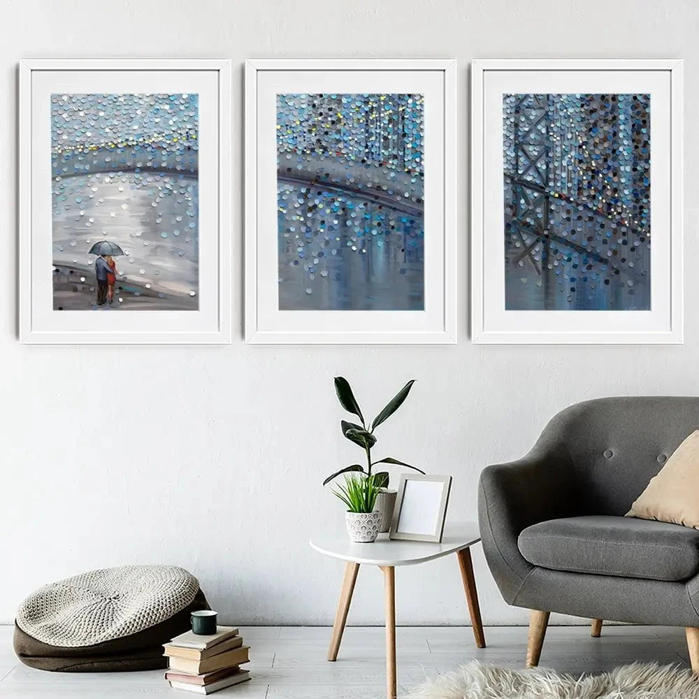 Rainy Date With The Bridge View Framed Art Print Trio Rainy Date With The Bridge View Framed Art Print Trio wall art product Ekaterina Ermilkina