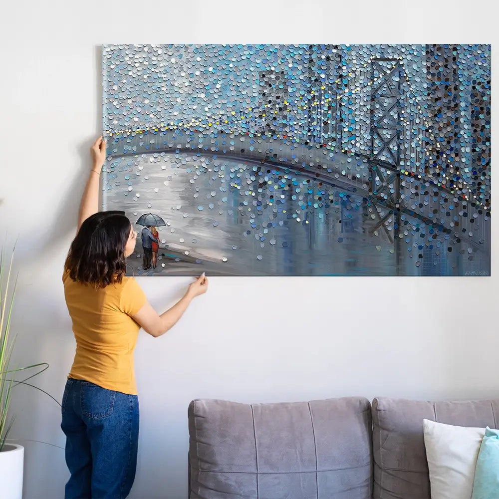 Rainy Date With The Bridge View Oversized Canvas Print Rainy Date With The Bridge View Oversized Canvas Print wall art product Art Print Shop
