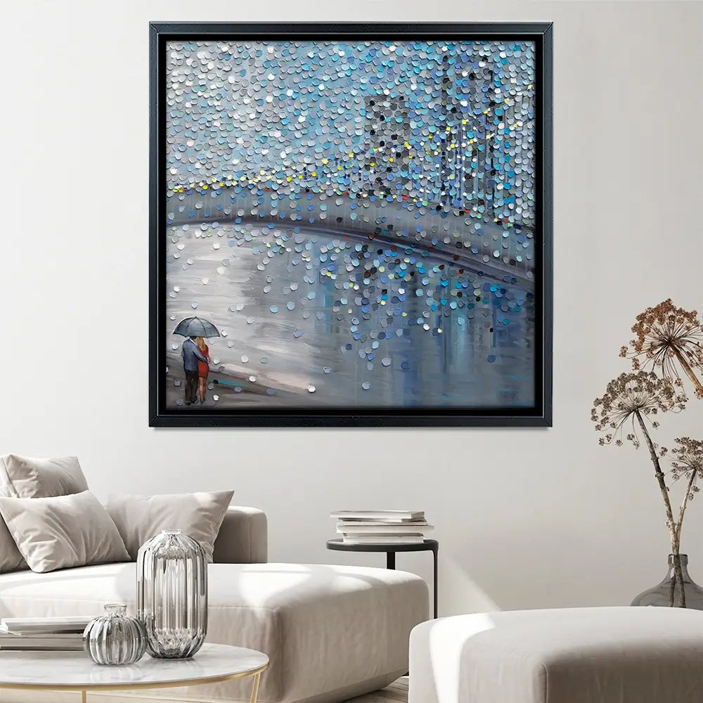 Rainy Date With The Bridge View Square Canvas Print Rainy Date With The Bridge View Square Canvas Print wall art product Ekaterina Ermilkina