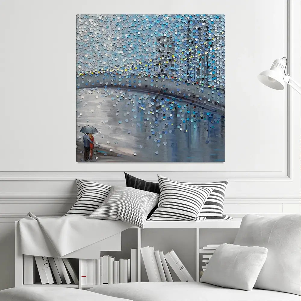 Rainy Date With The Bridge View Square Canvas Print Rainy Date With The Bridge View Square Canvas Print wall art product Ekaterina Ermilkina