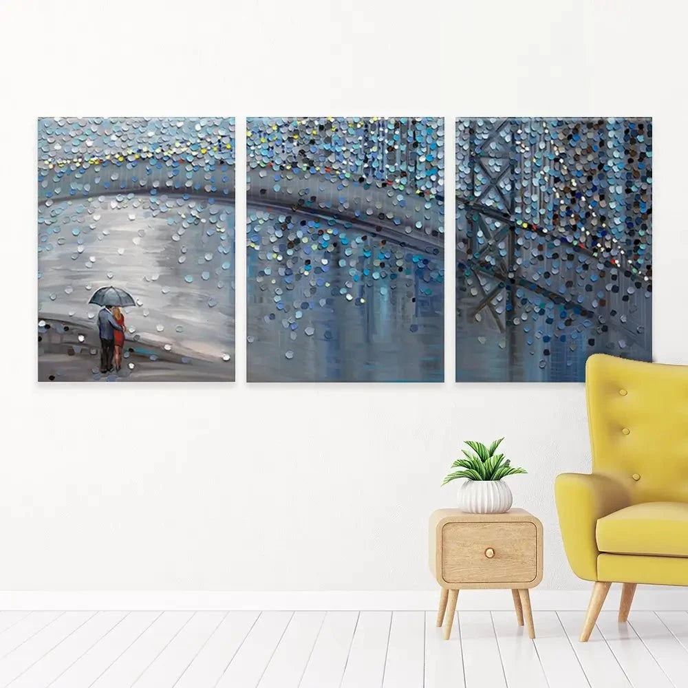Rainy Date With The Bridge View Trio Canvas Print Rainy Date With The Bridge View Trio Canvas Print wall art product Ekaterina Ermilkina