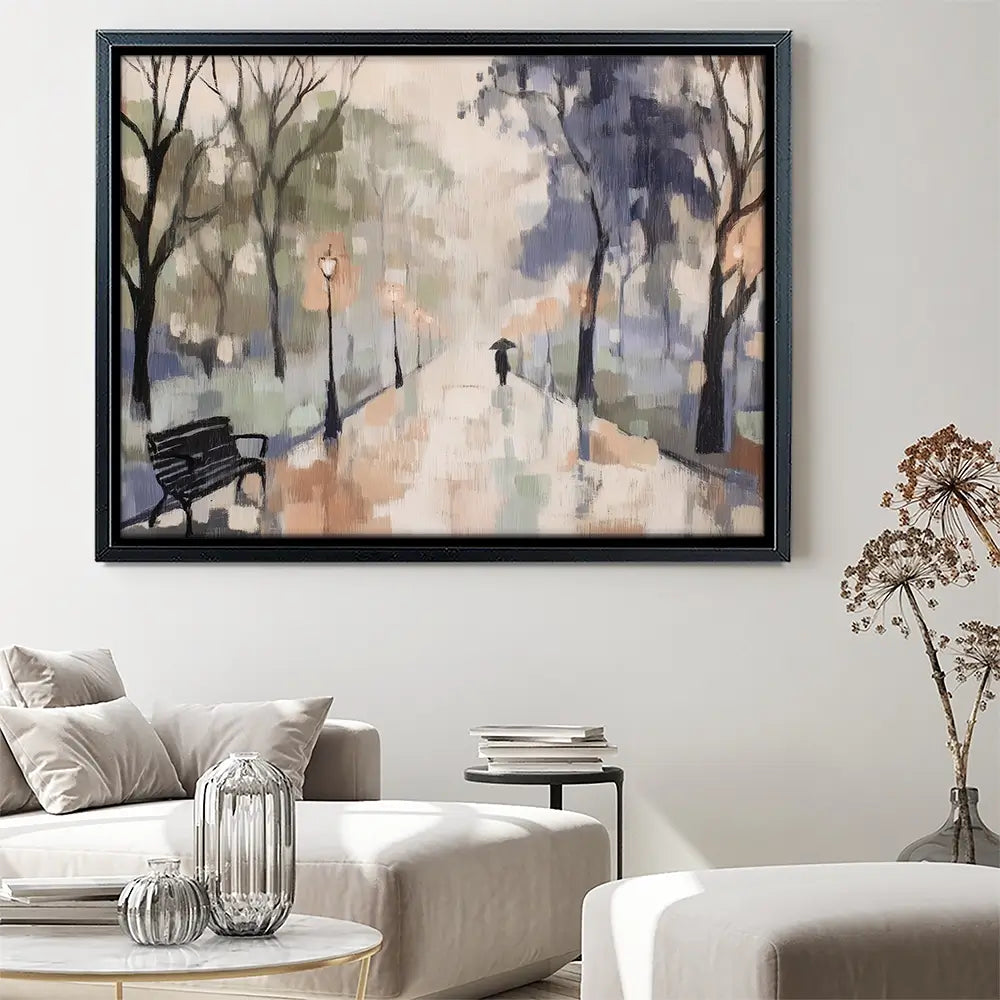 Rainy Day Park Stroll Canvas Print Rainy Day Park Stroll Canvas Print wall art product Chromatic Storm Studio