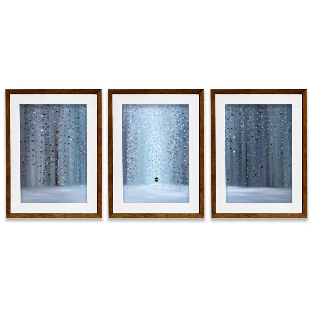 Rainy Stroll Framed Art Print Trio Rainy Stroll Framed Art Print Trio wall art product Ekaterina Ermilkina