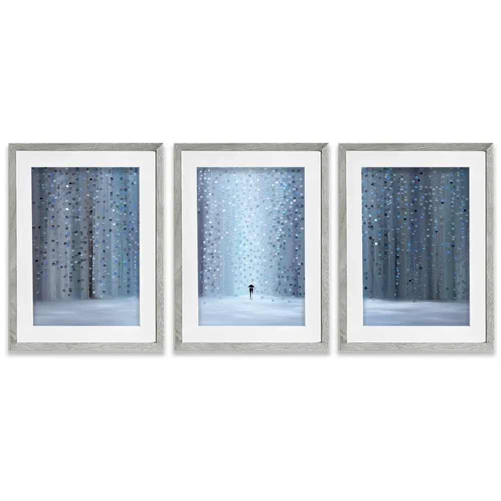 Rainy Stroll Framed Art Print Trio Rainy Stroll Framed Art Print Trio wall art product Ekaterina Ermilkina