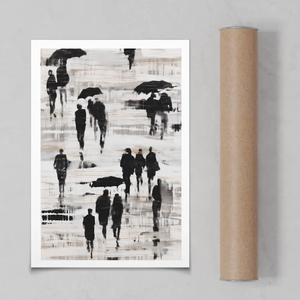 Rainy Umbrella Walk Art Print Rainy Umbrella Walk Art Print wall art product Chromatic Storm Studio