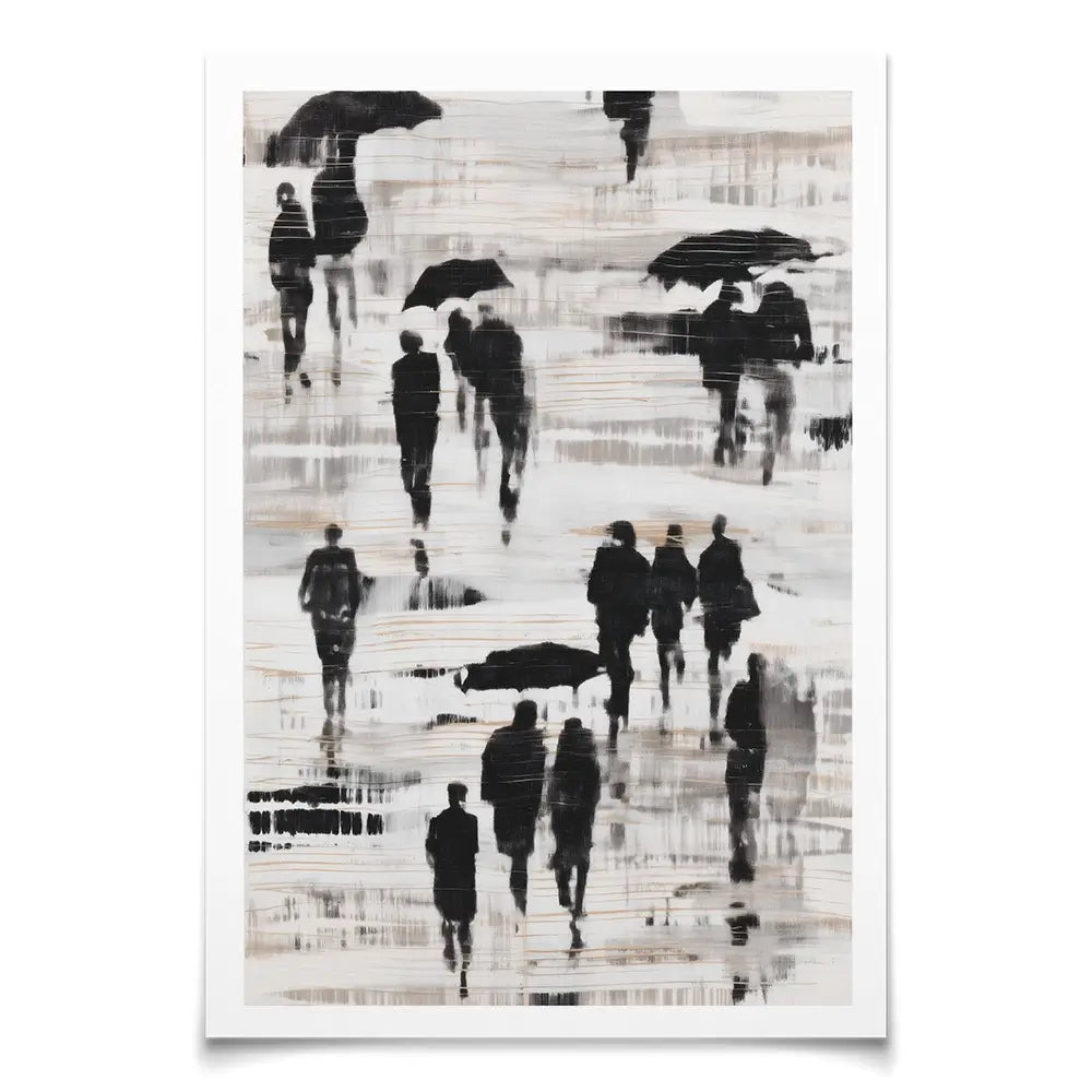 Rainy Umbrella Walk Art Print Rainy Umbrella Walk Art Print wall art product Chromatic Storm Studio