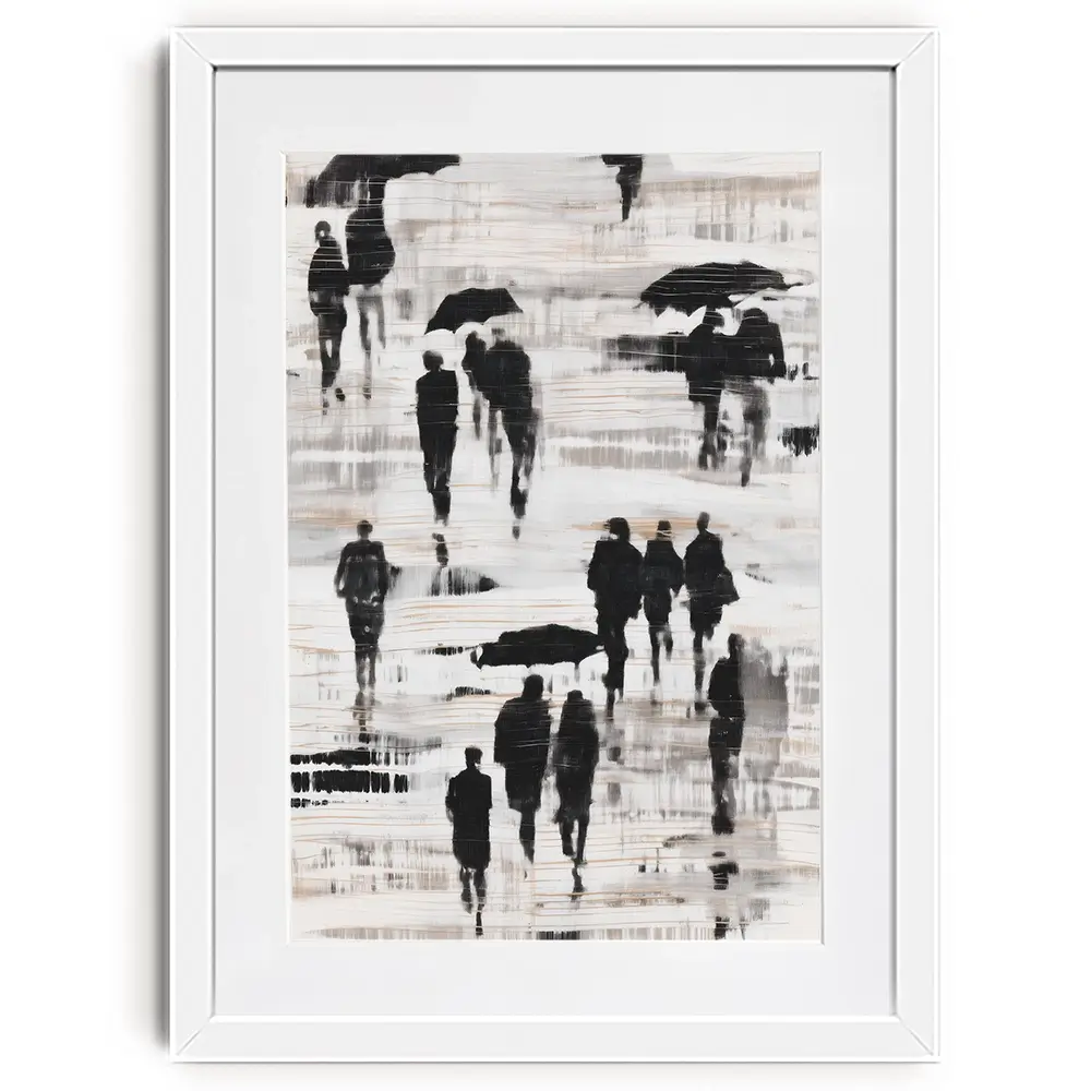 Rainy Umbrella Walk Framed Art Print Rainy Umbrella Walk Framed Art Print wall art product Chromatic Storm Studio