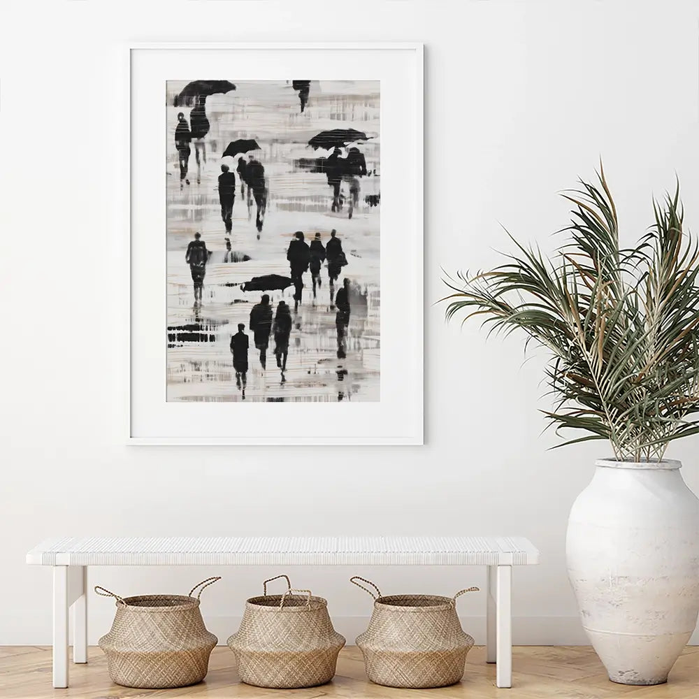 Rainy Umbrella Walk Framed Art Print Rainy Umbrella Walk Framed Art Print wall art product Chromatic Storm Studio