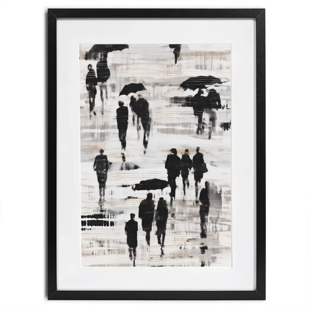 Rainy Umbrella Walk Framed Art Print Rainy Umbrella Walk Framed Art Print wall art product Chromatic Storm Studio